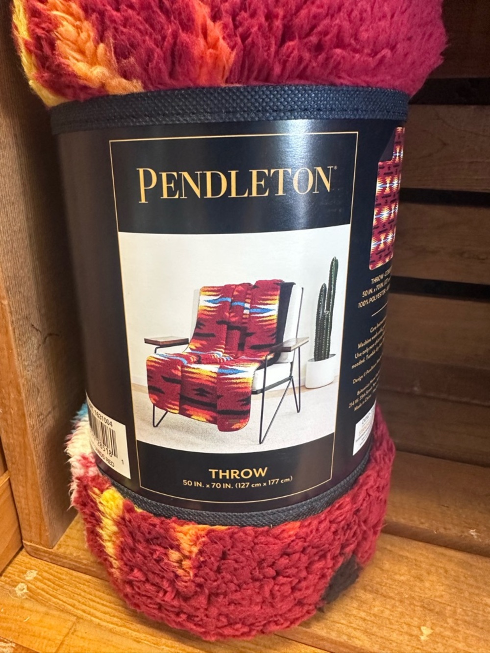 Pendleton Red and Yellow Patterned Sherpa Throw